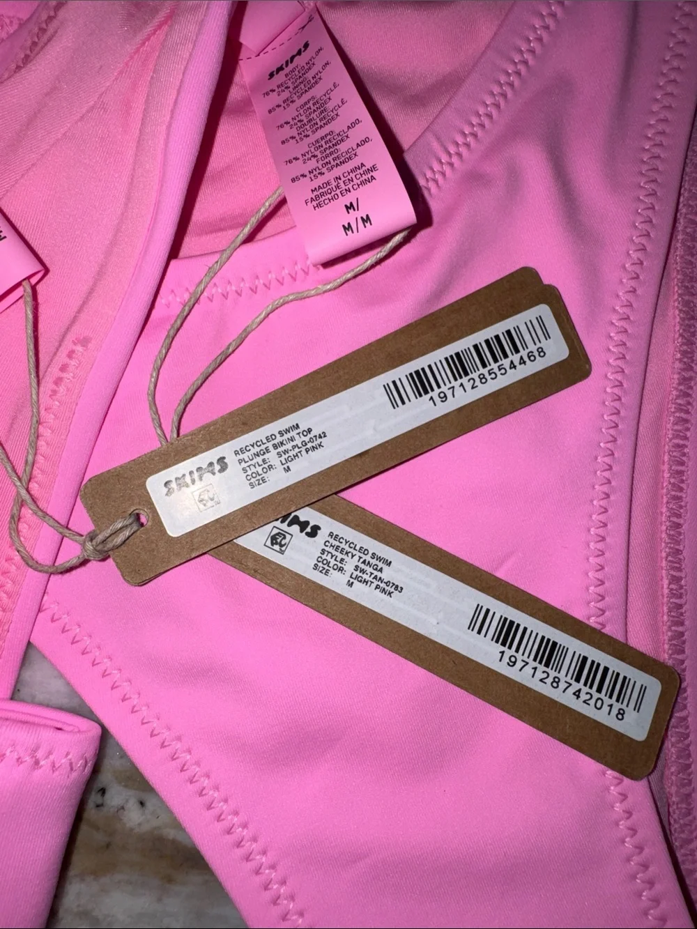 🔥NWT (SET) SKIMS Plunge Bikini Top & Cheeky Tanga (MEDIUM) Light Pink👙
